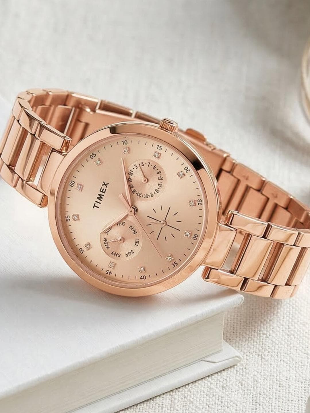 Timex Round 21mm Rose Gold Dial Analog Women Watch - TW000X209