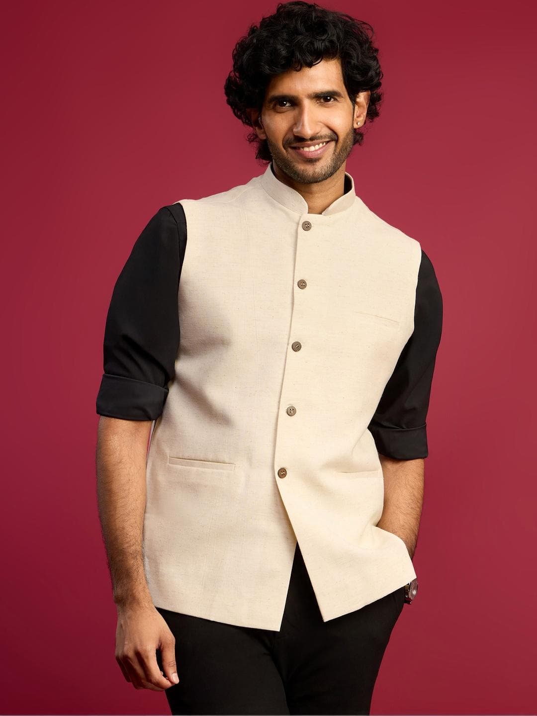 VASTRAMAY Cotton Nehru Jacket
