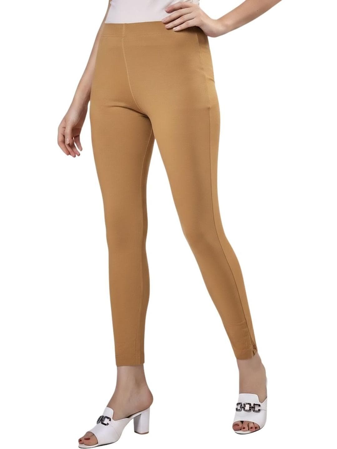 COLRINA Women Cotton Blend Solid Ankle Length Leggings