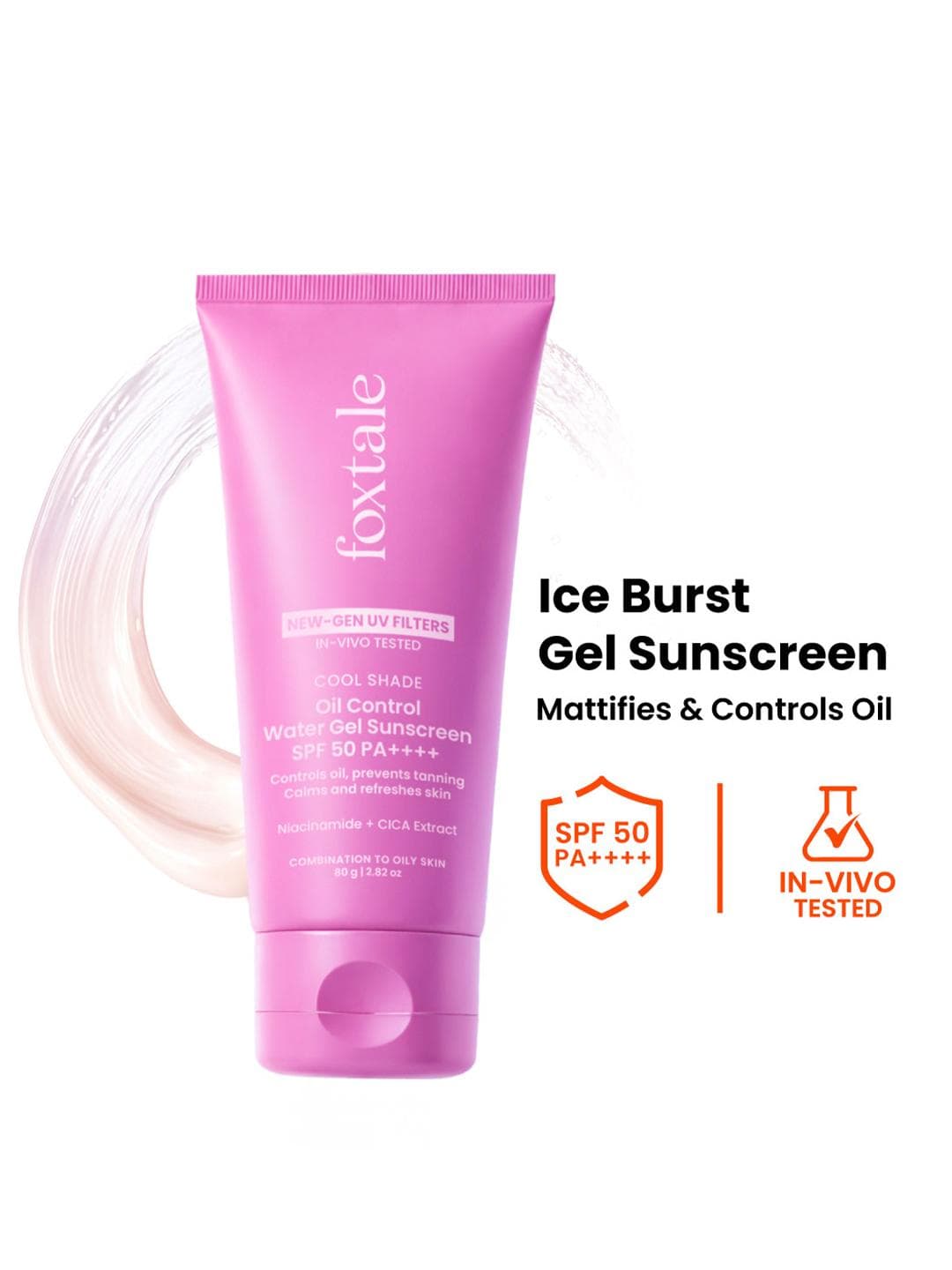 Buy FoxTale In Vivo Tested Lightweight SPF 50 PA++++ Aqua Gel Sunscreen For Oily Skin 80g - - Personal Care for Unisex