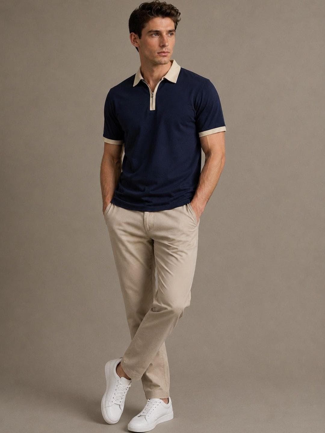SZN Men Colourblocked Polo Collar Slim Fit T-shirt