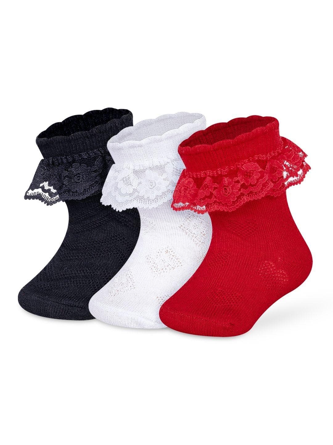 Buy Supersox Kids Pack Of 3 Frill Ankle Length Extra Soft Breathable Cotton Socks - - Accessories for Unisex Kids
