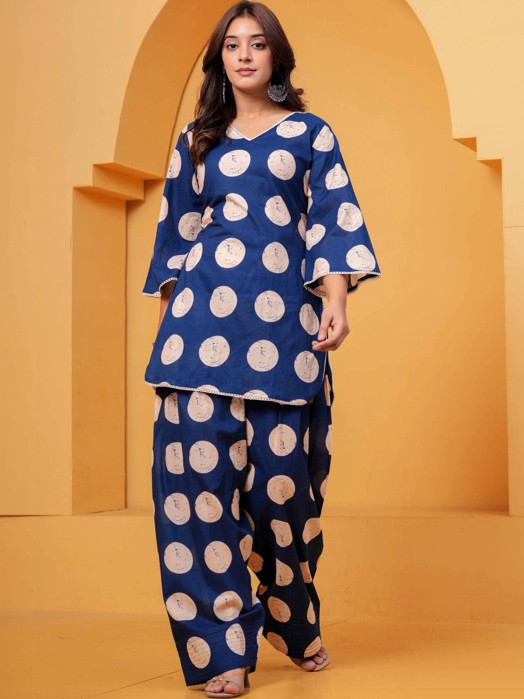 KALINI Women Ethnic Motifs Printed Regular Pure Cotton Kurta with Pyjamas