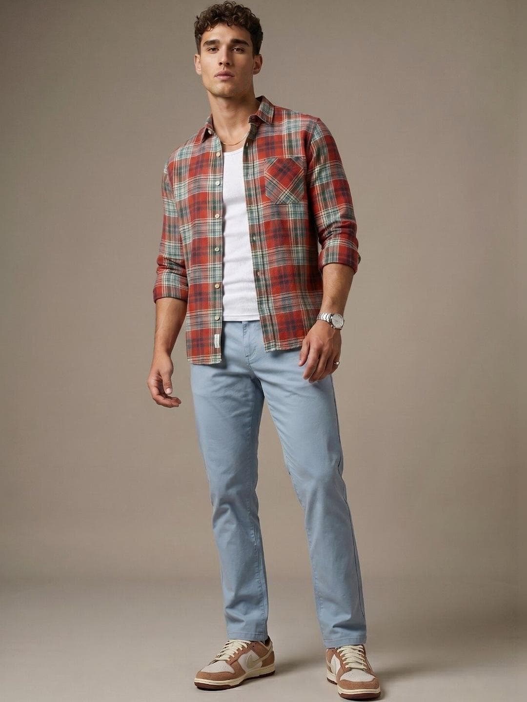 glitchez Men Slim Fit Checked Casual Shirt