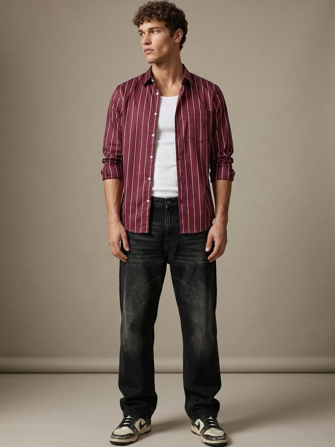 glitchez Men Slim Fit Striped Casual Shirt