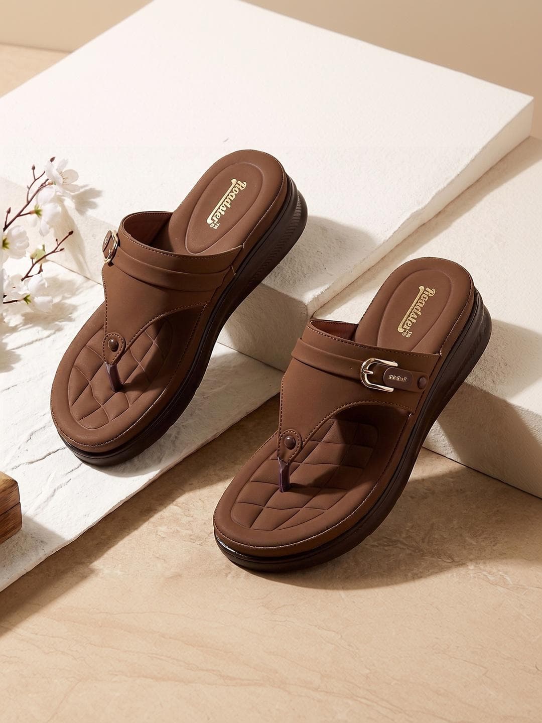 Roadster Textured Wedge Sandals with Buckles