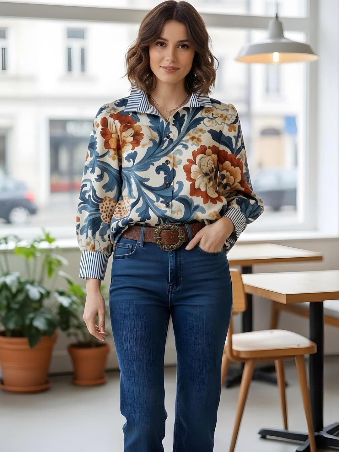 The Lifestyle Co Printed Pure Polyester Spread Collar Relaxed Fit Shirt
