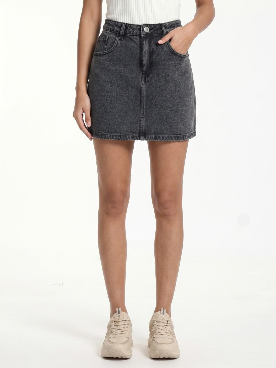 glitchez Women Mini A-Line Denim Skirt