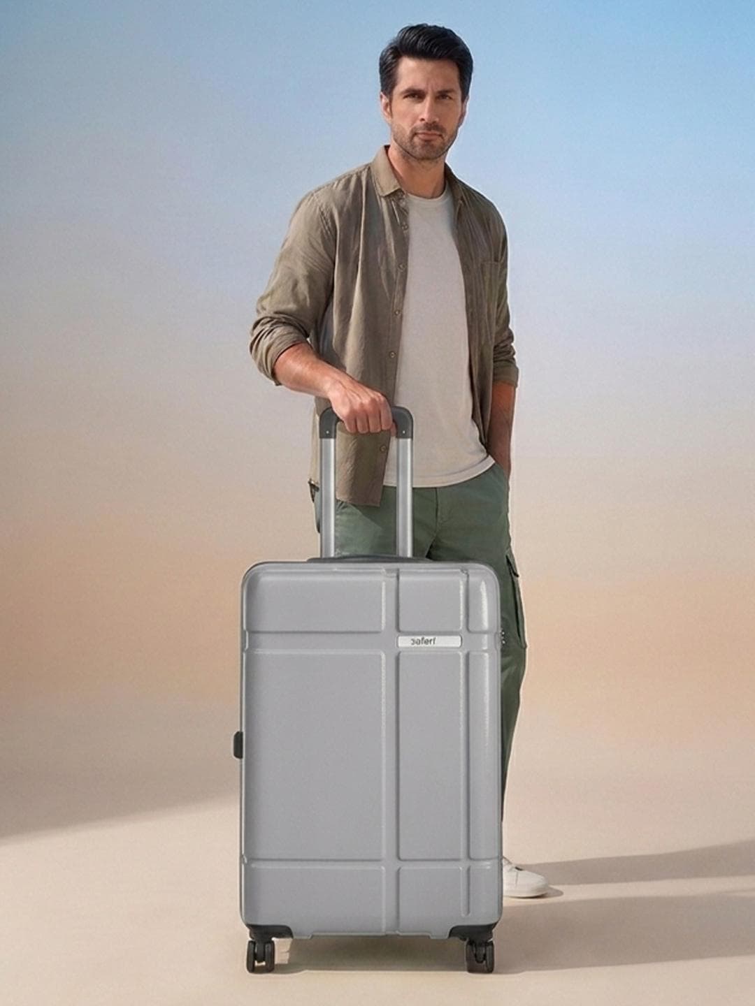 Buy Safari Route Silver Polycarbonate Hard Sided Large Trolley Bag Suitcase 77cm - - Accessories for Unisex