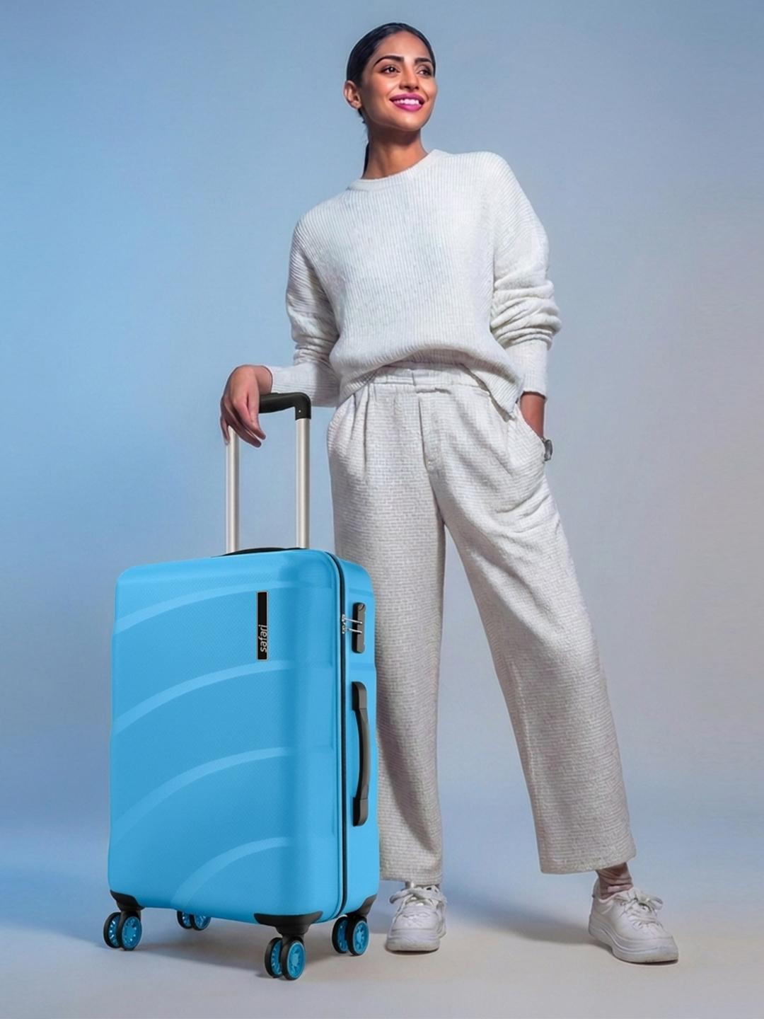 Buy Safari Zuno Blue Hard Sided 8 Wheel Medium Trolley Bag Suitcase - - Accessories for Unisex