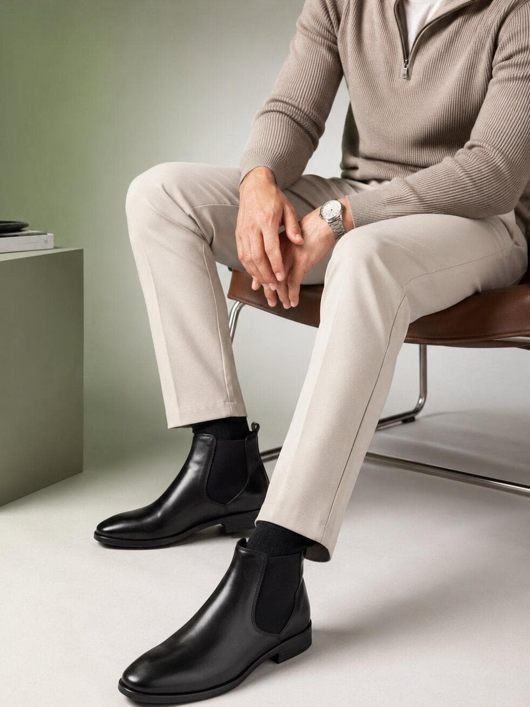 The Roadster Lifestyle Co Men Leatherette Casual High Top Chelsea Boots