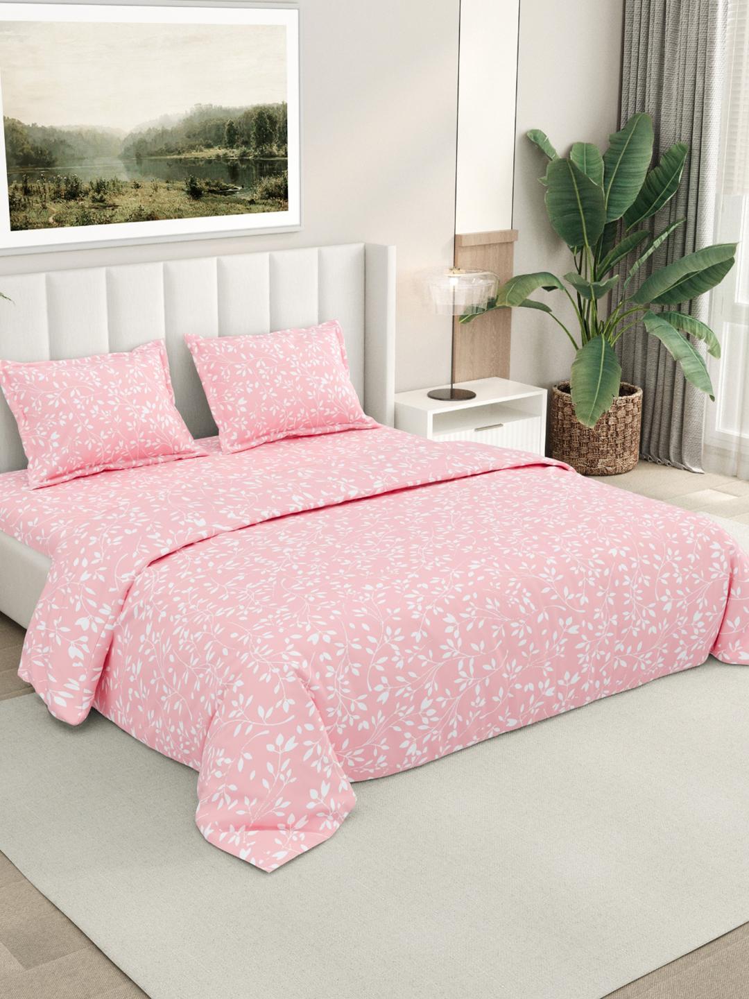 Buy RIVERMOOR Pink 300 TC Bedsheet With 2 Pillow Covers - - Home for Unisex