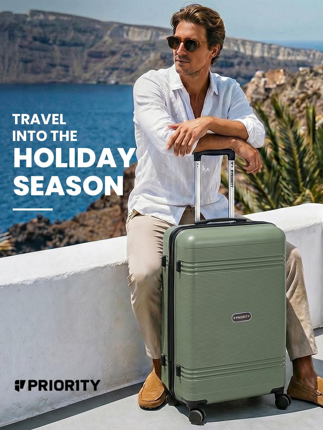 Priority Textured 360 Degree Rotation Hard Sided Medium Trolley Bag - 78.41 L