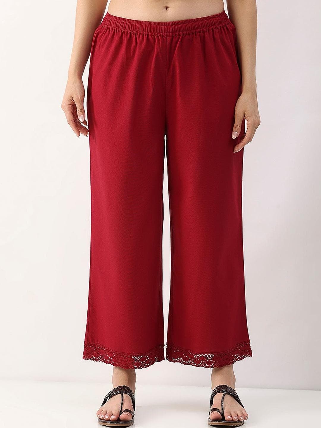 Biba Women Embellished Knitted Cropped Palazzos