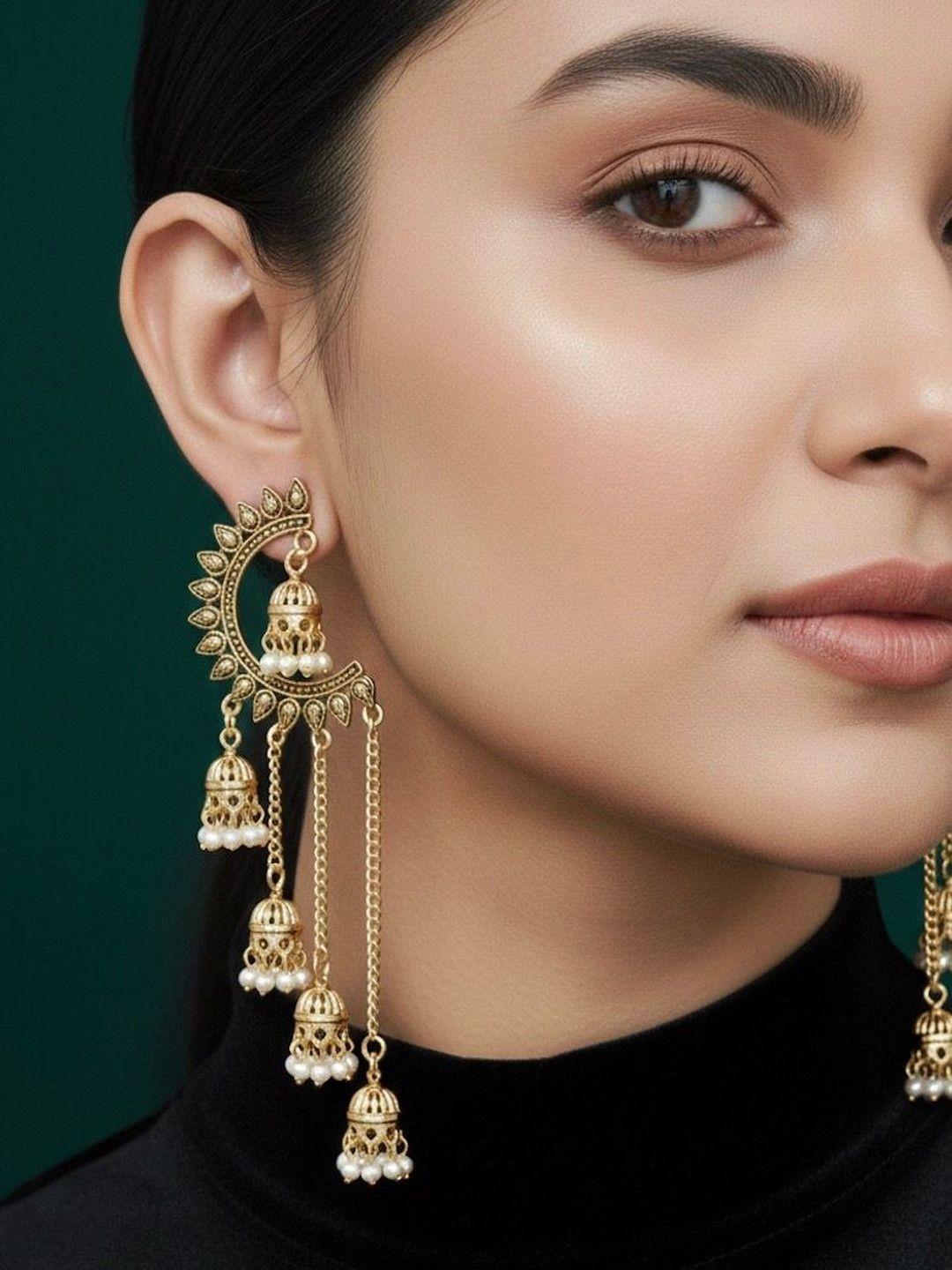Buy DURATI Crescent Shaped Jhumkas Earrings - - Accessories for Women