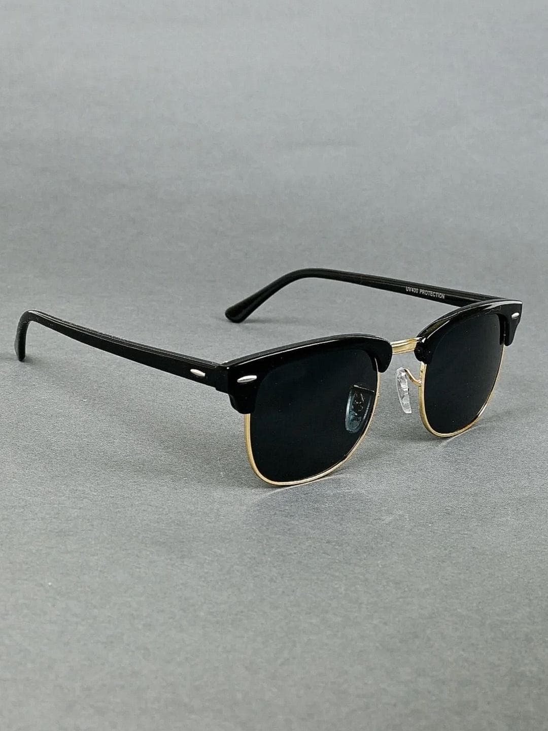 IFLASH Unisex Square Sunglasses with Polarised Lens CLUBMASTER GOLD BLACK