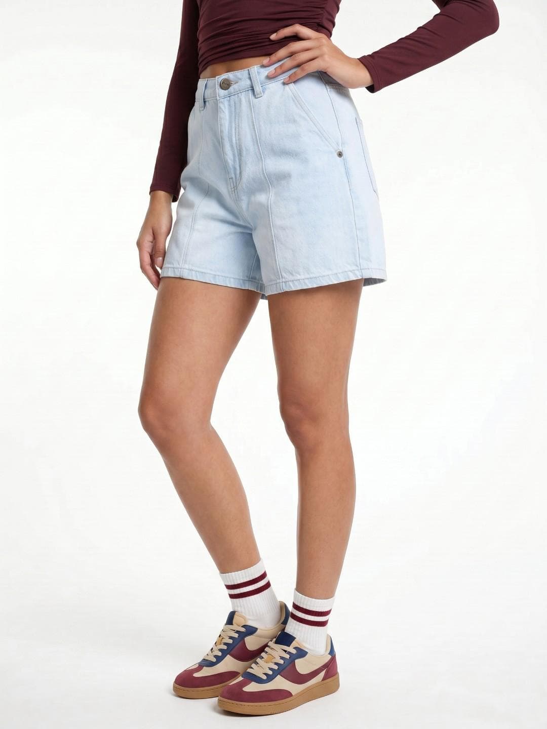 glitchez Women Pure Cotton Relaxed Fit Denim Shorts