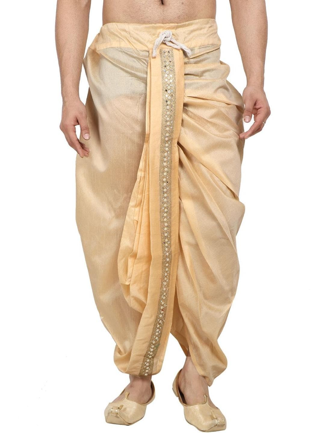 FANZI Men Embroidered Silk Blend Dhoti Pants Dhotis