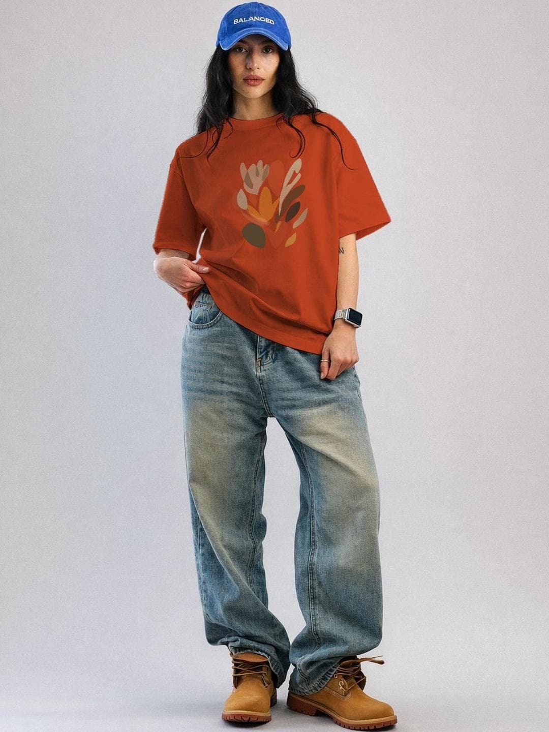 The Roadster Lifestyle Co Printed Organic Cotton Round Neck Oversized Tshirt
