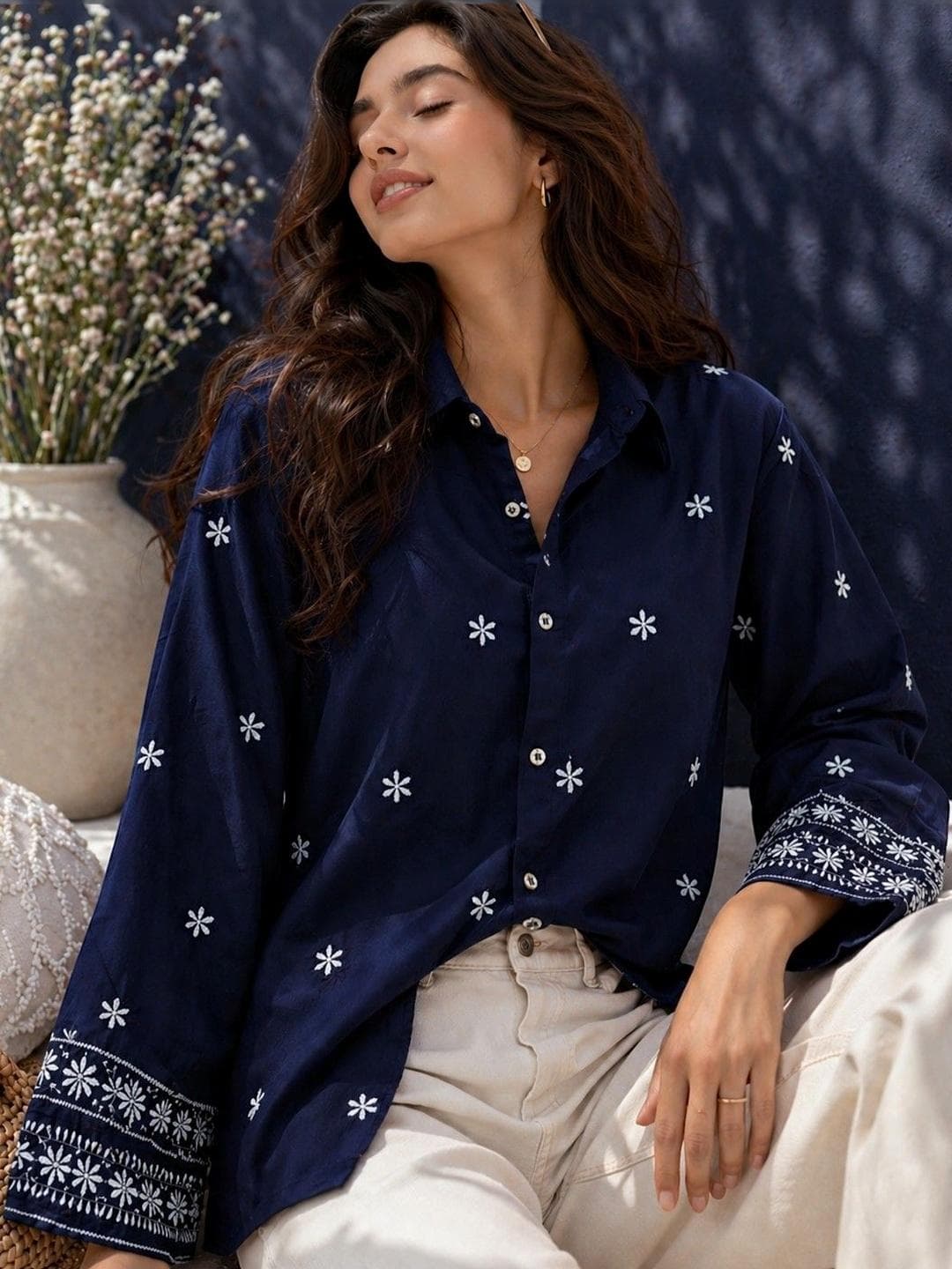 Tzelynn Women Floral Casual Shirt