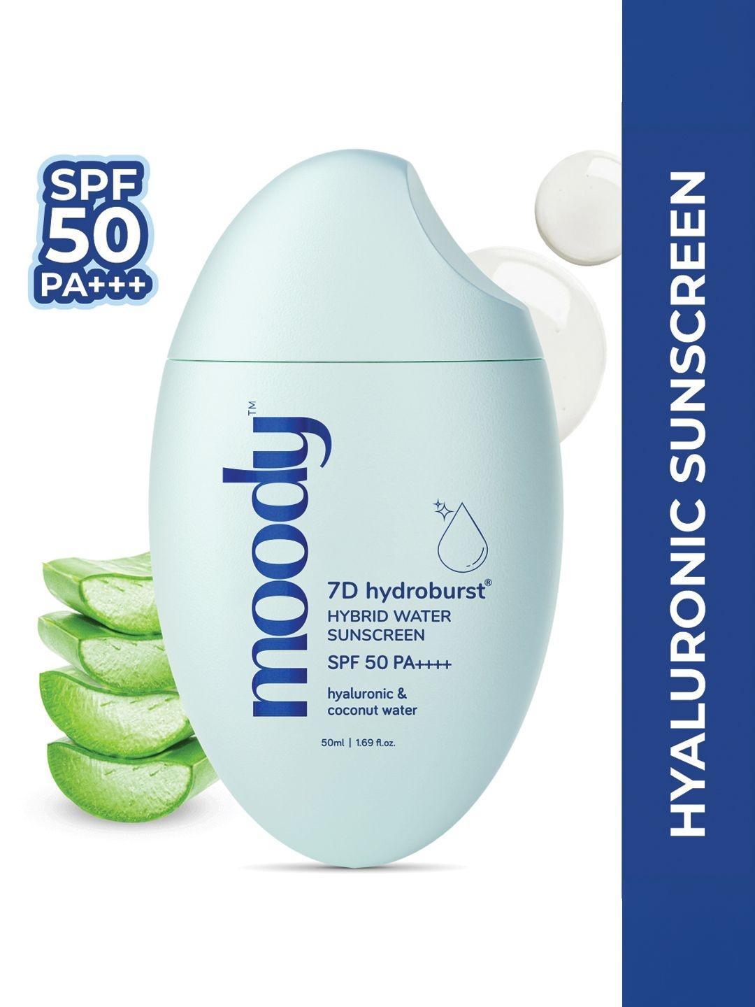 Buy MOODY 7D Hydro Burst Hybrid Water Sunscreen SPF 50 PA +++, Hyaluronic & Coconut Water - - Personal Care for Unisex