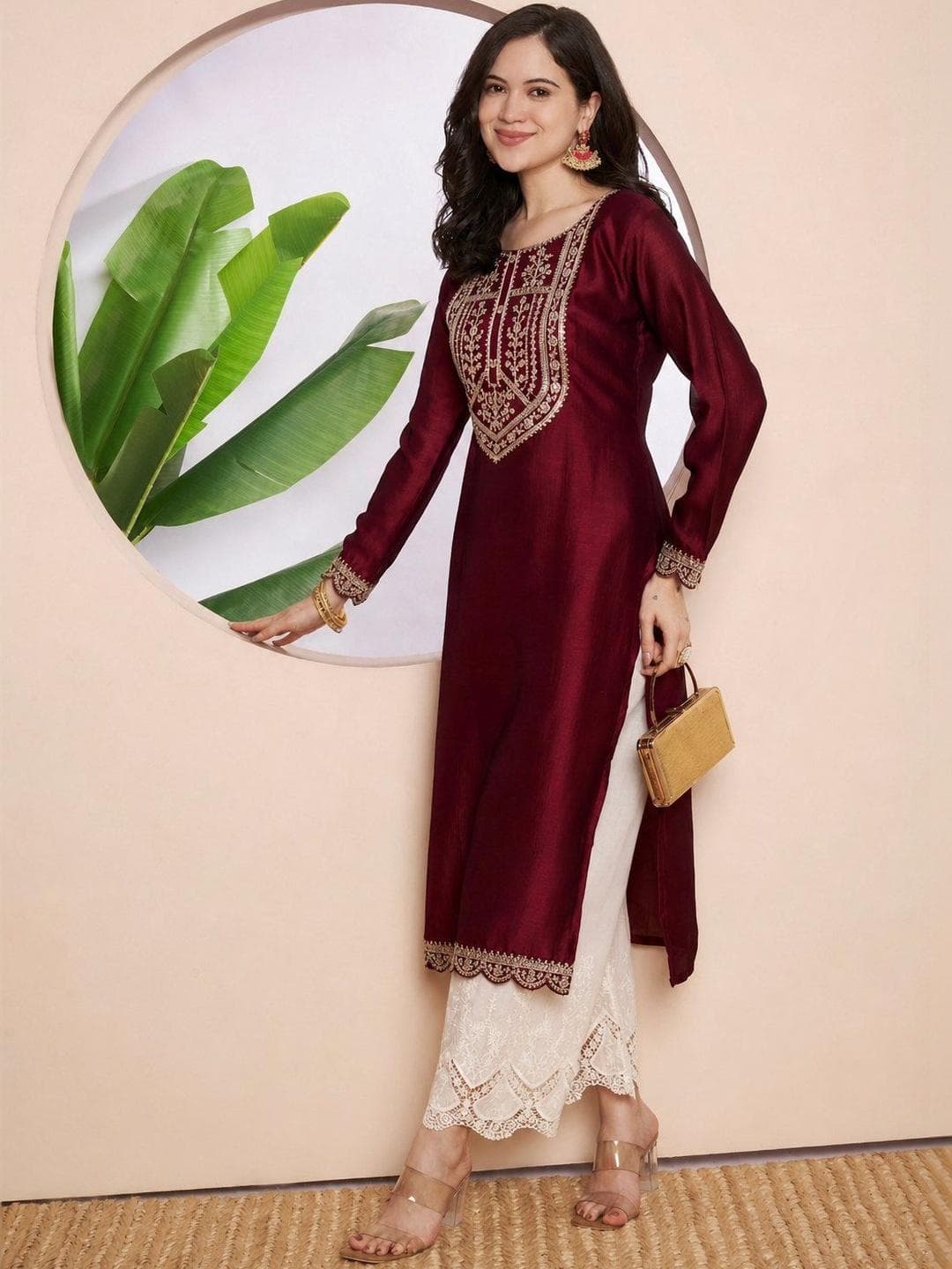 rarethread Women Ethnic Motifs Embroidered Thread Work Kurta