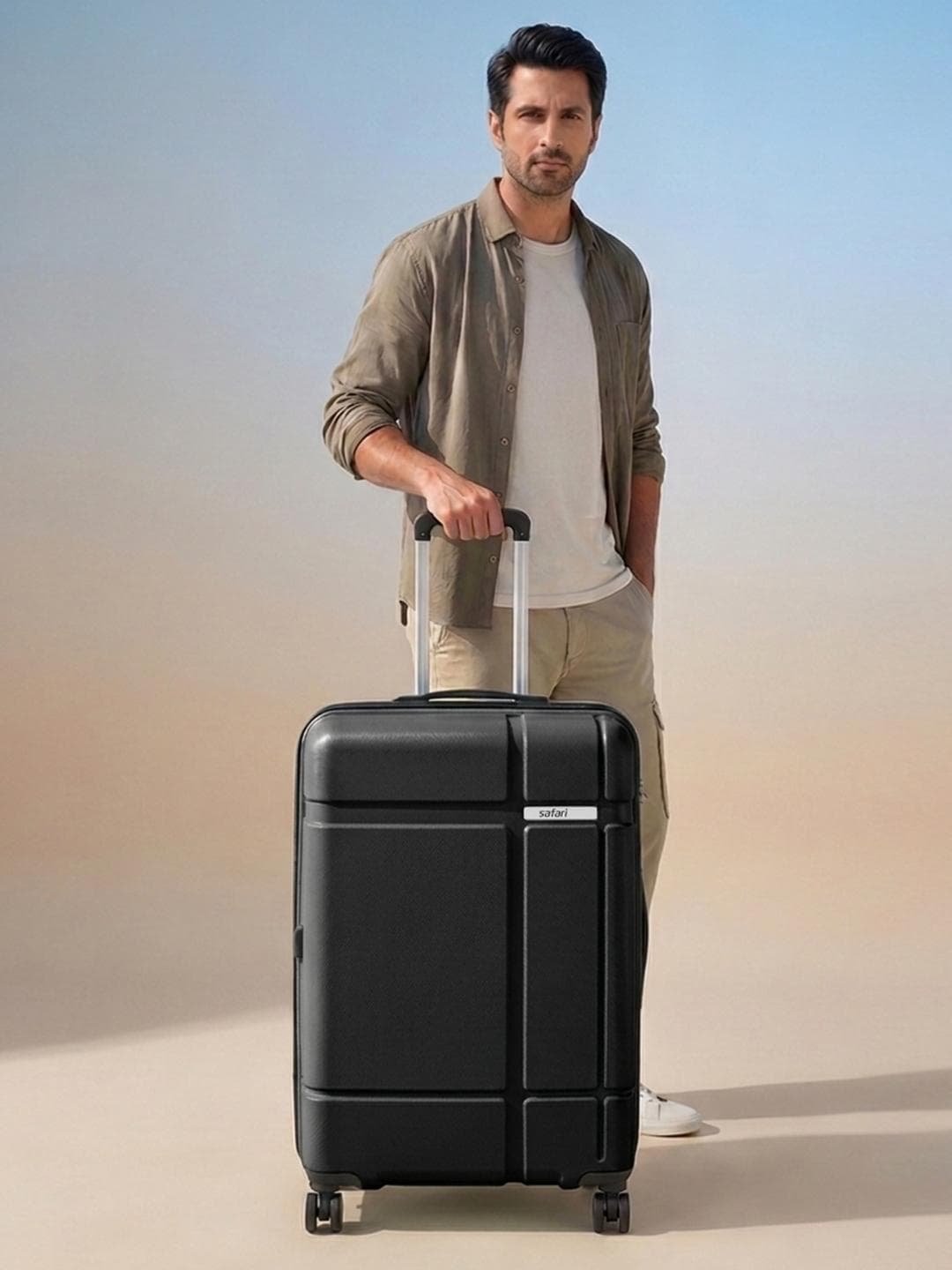 Buy Safari Route Black Polycarbonate Hard Sided Medium Trolley Bag Suitcase 65cm - - Accessories for Unisex