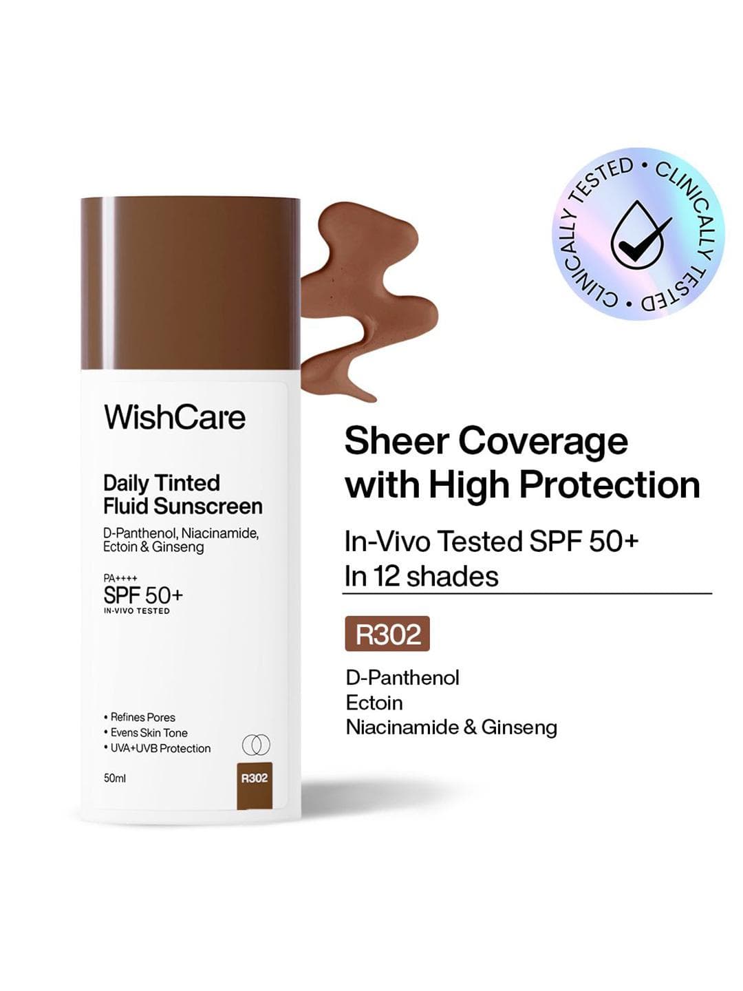 Buy WishCare Daily Fluid Tinted Sunscreen SPF50PA++++ 50 Ml R302 - - Personal Care for Unisex