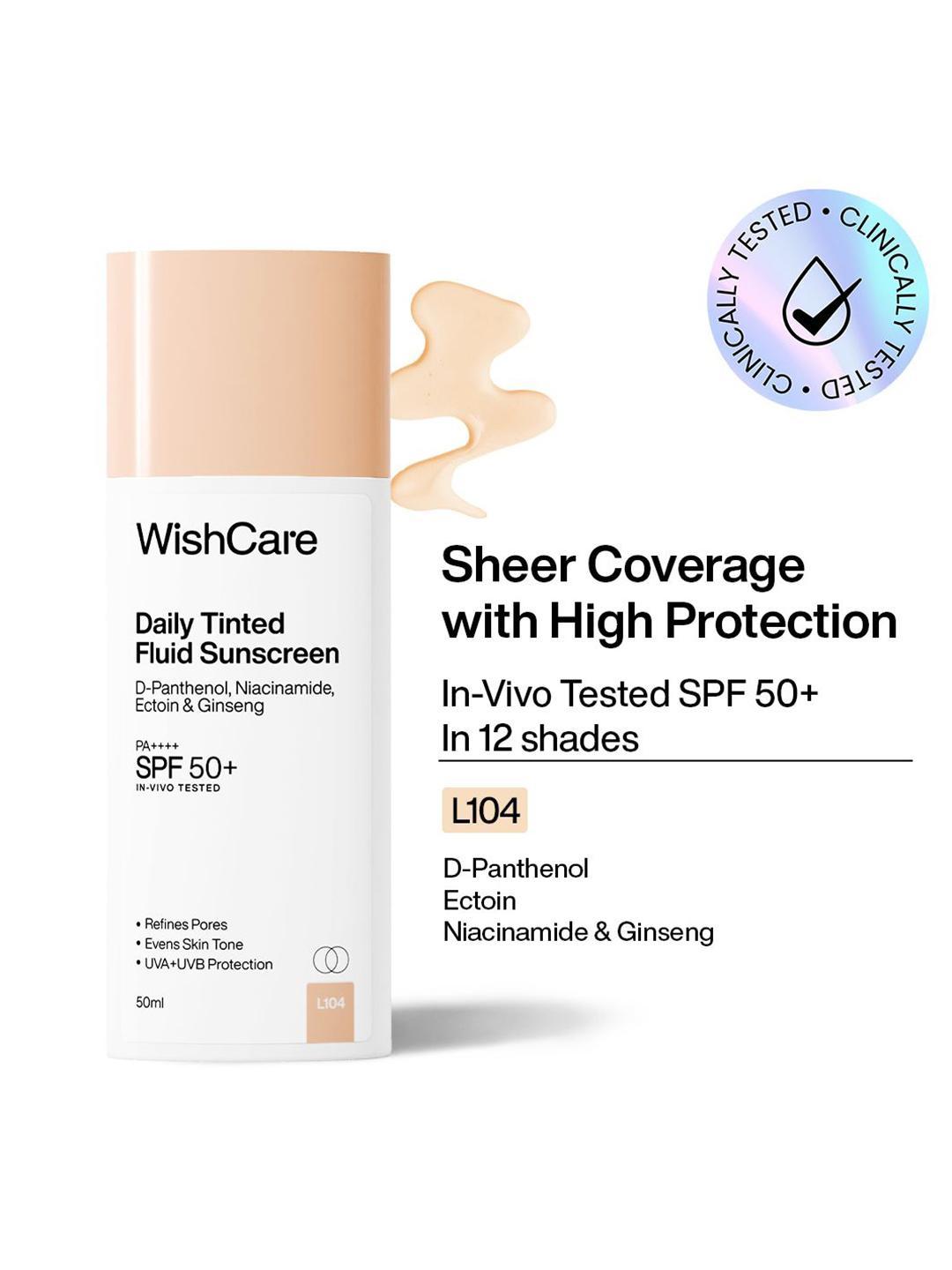 Buy WishCare Daily Fluid Tinted Sunscreen SPF50PA++++ 50 Ml L104 - - Personal Care for Unisex