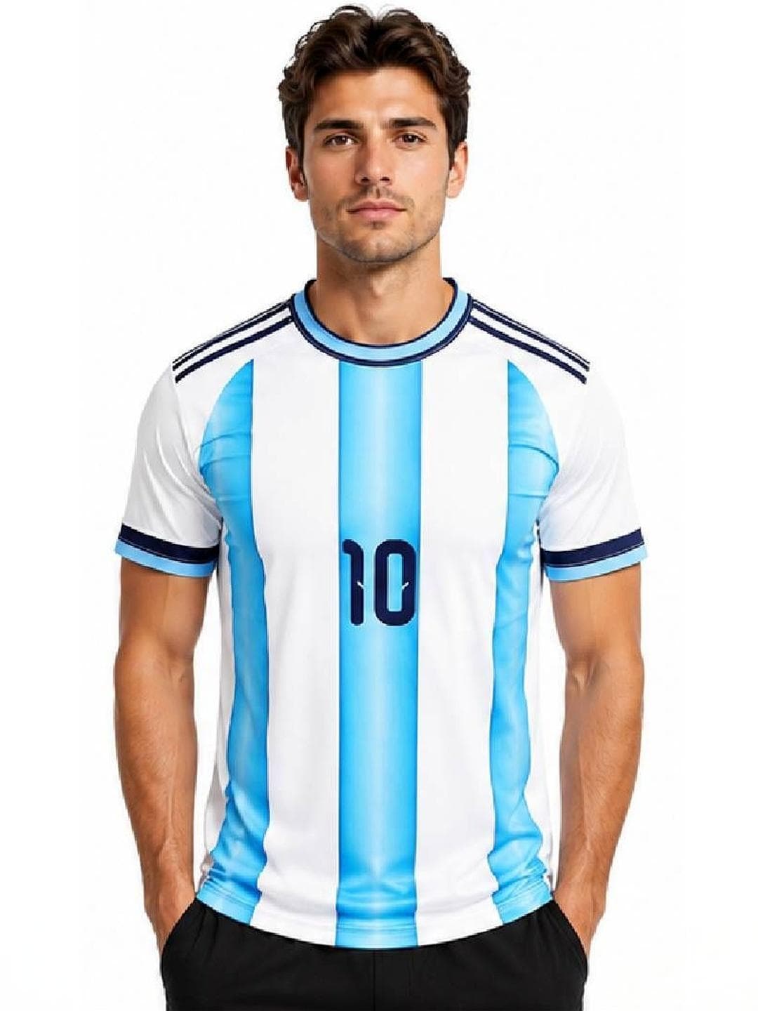 teky Men Lionel Messi Striped T-shirt