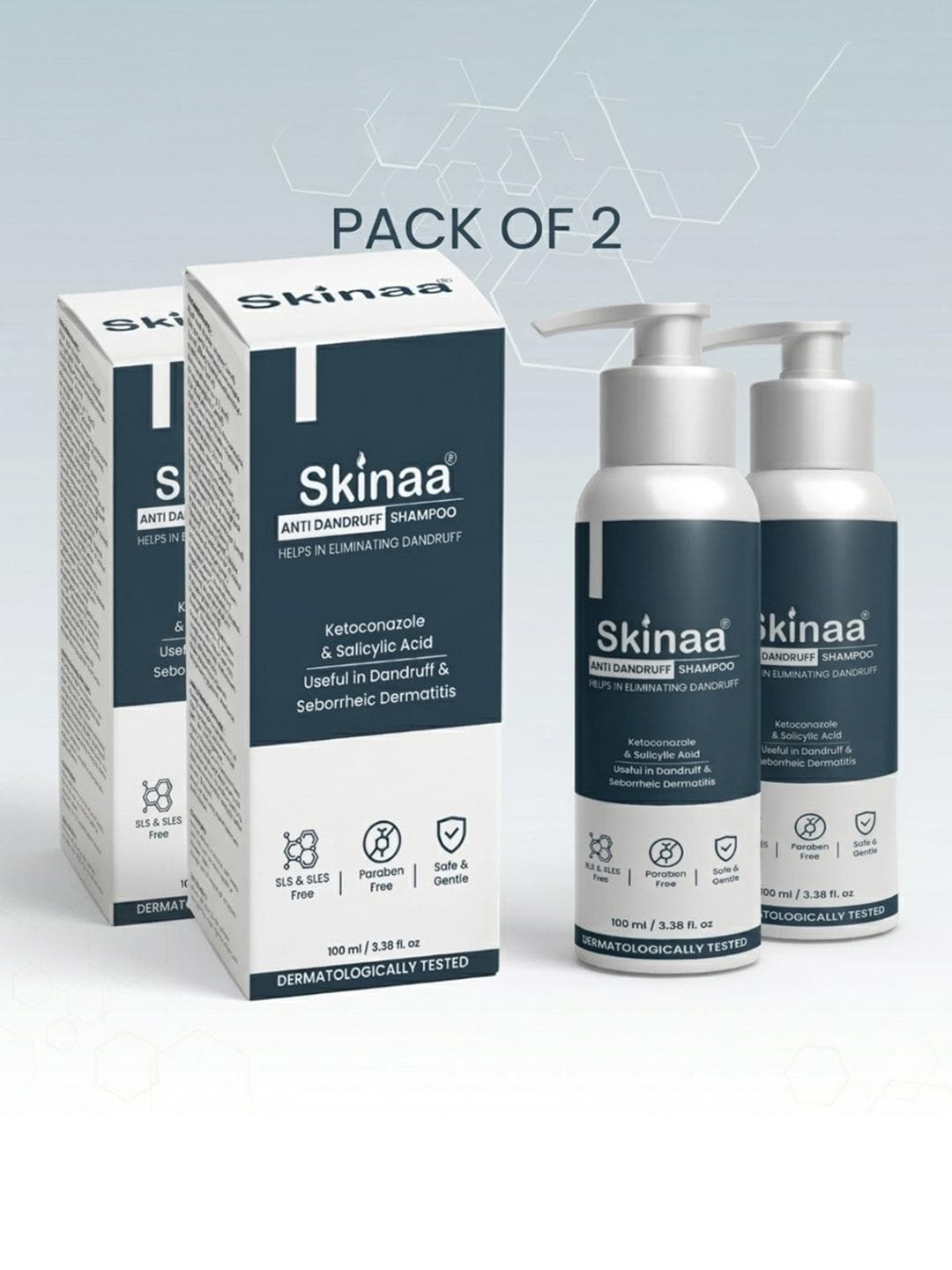 Buy SKINAA Set Of 2 Anti Dandruff Shampoo Ketoconazole With Salicylic Acid 100 Ml Each - - Personal Care for Unisex