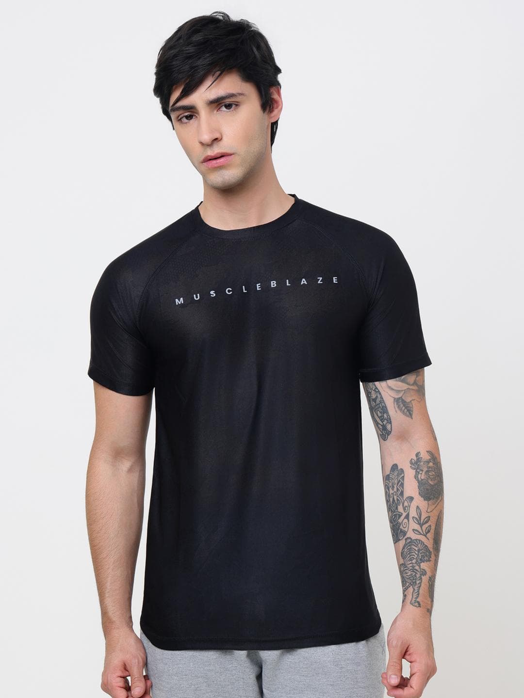 MuscleBlaze Unisex Brand Logo Printed Round Neck Compression T-shirt
