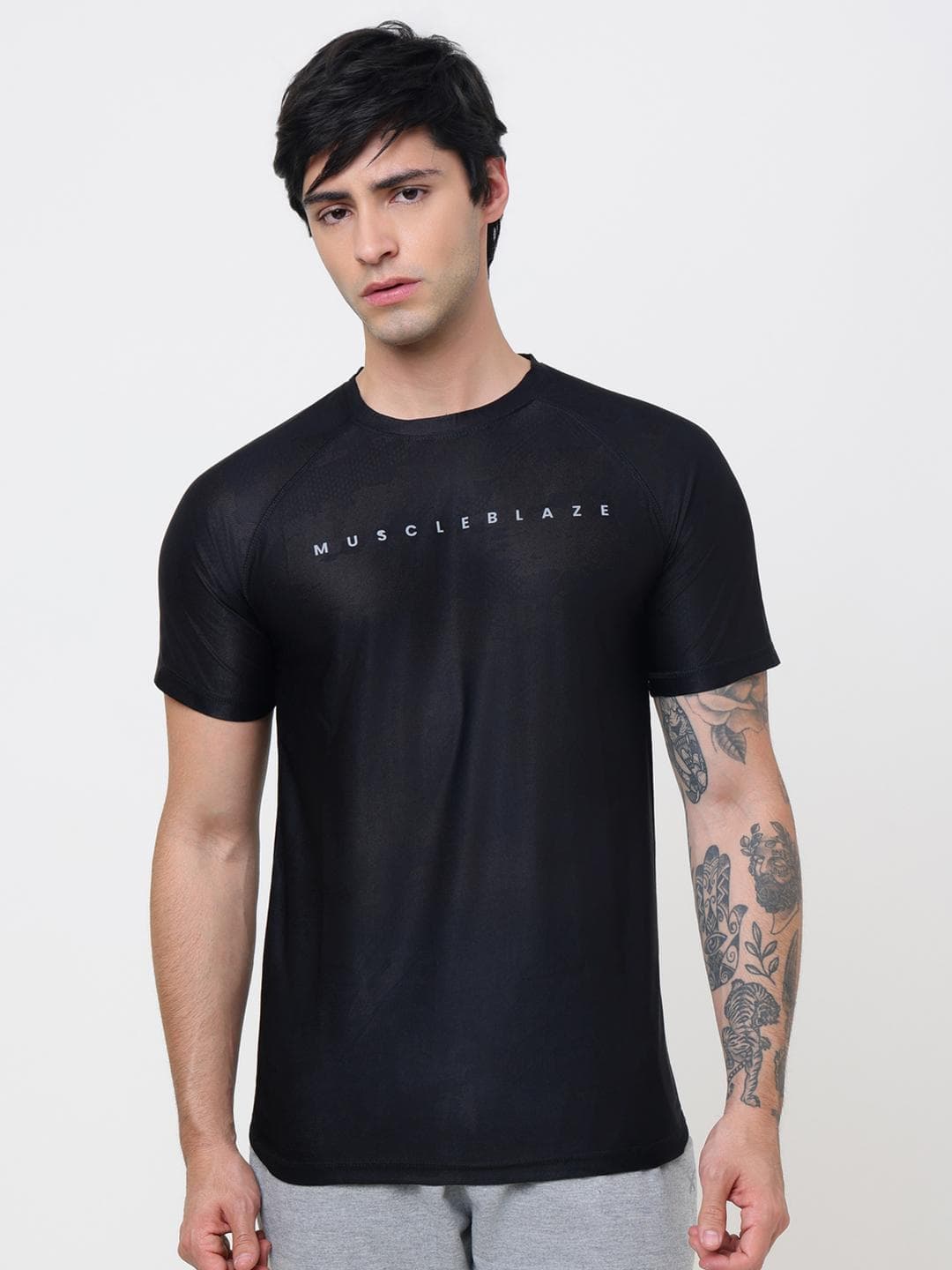MuscleBlaze Unisex Brand Logo Printed Round Neck Compression T-shirt
