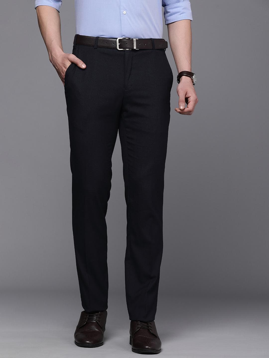 Raymond Men Solid Slim Fit Formal Trousers