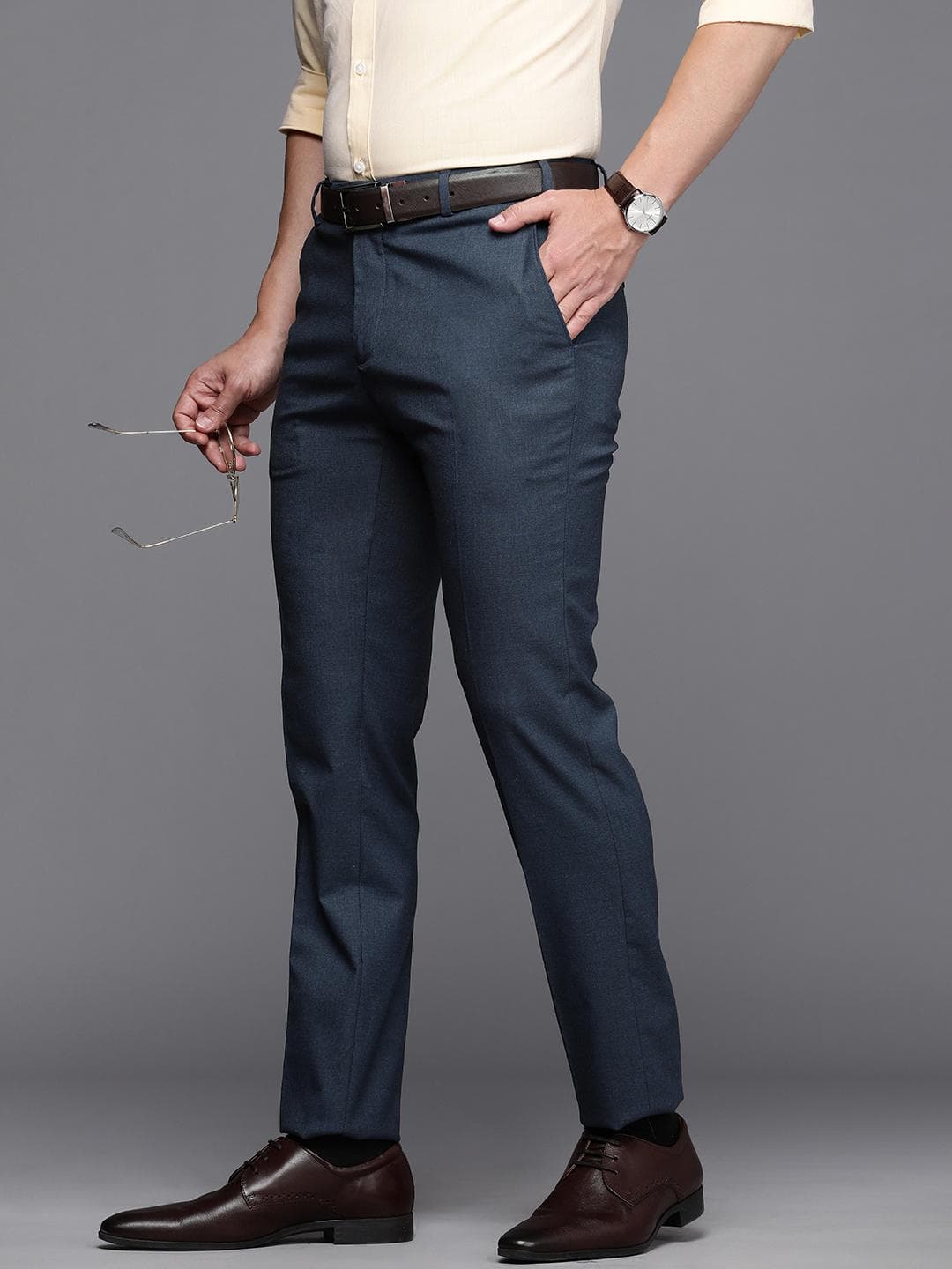 Raymond Men Slim Fit Mid-Rise Formal Trousers