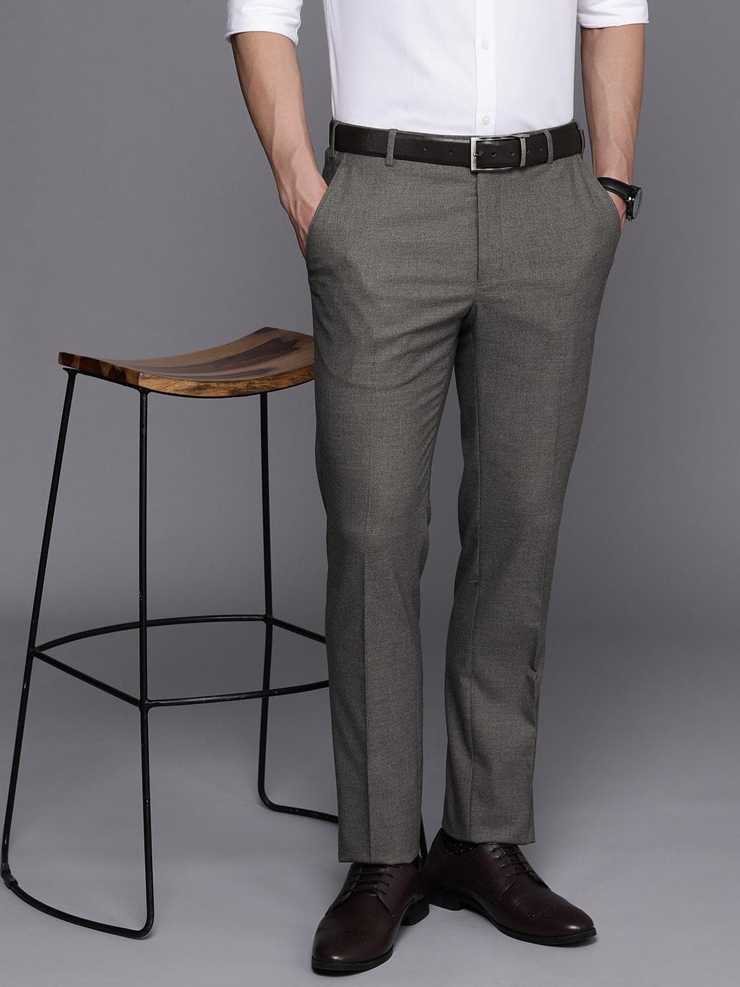 Raymond Men Slim Fit Flat Front Formal Trousers