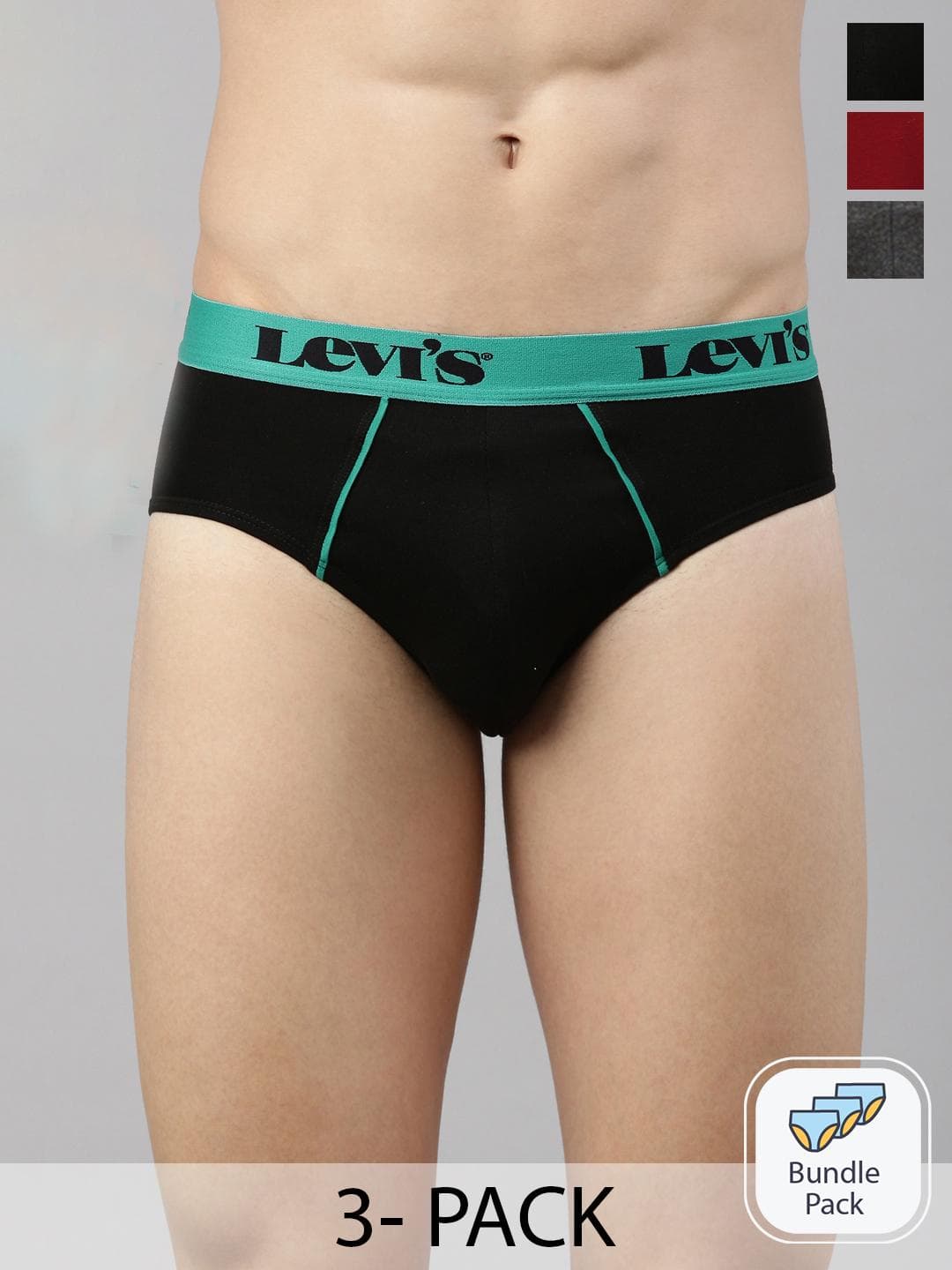 Buy Levis Men Pack Of 3 Solid Pure Cotton Brief With Smartskin Technology - - Apparel for Men