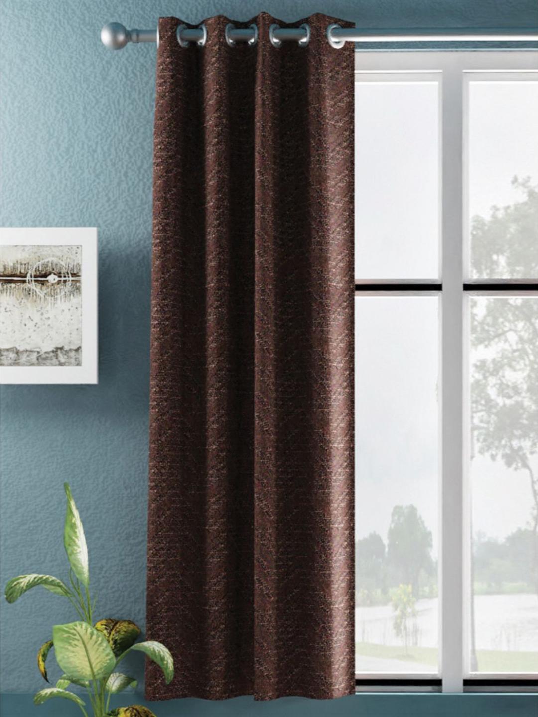 Buy BIANCA Brown Ethnic Motifs Room Darkening Window Curtain - - Home for Unisex