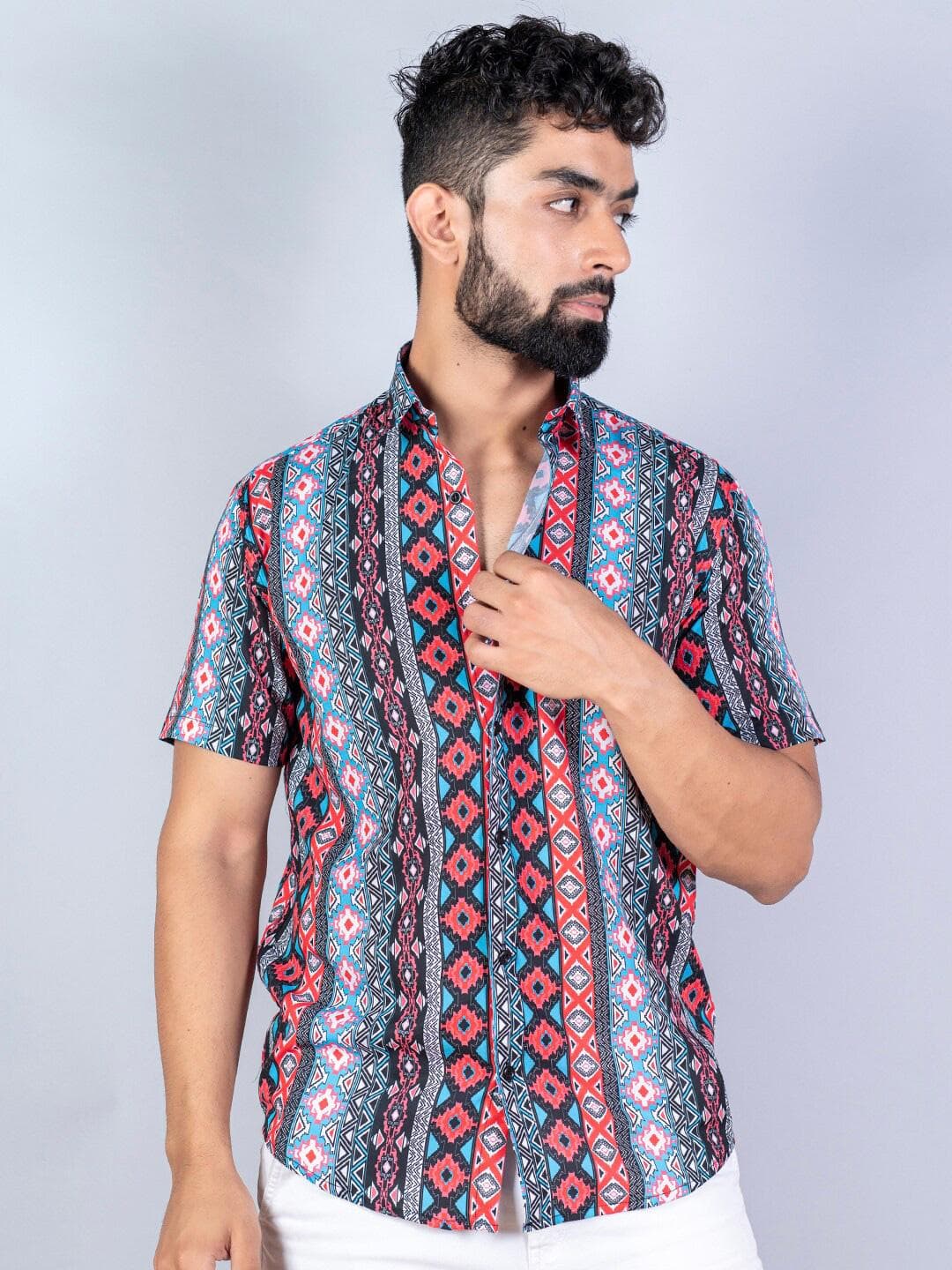 Tistabene Men Blue & Red Printed Casual Shirt