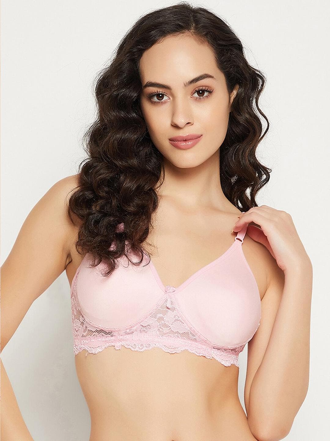 Buy Clovia Women Pink Bra Lightly Padded Cotton T Shirt Bra - - Apparel for Women