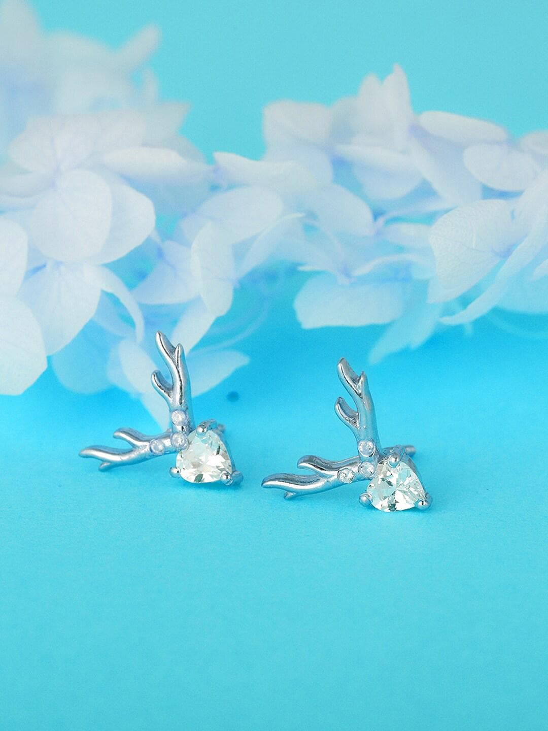 GIVA Silver-Toned Rhodium Plated Contemporary Studs Earrings