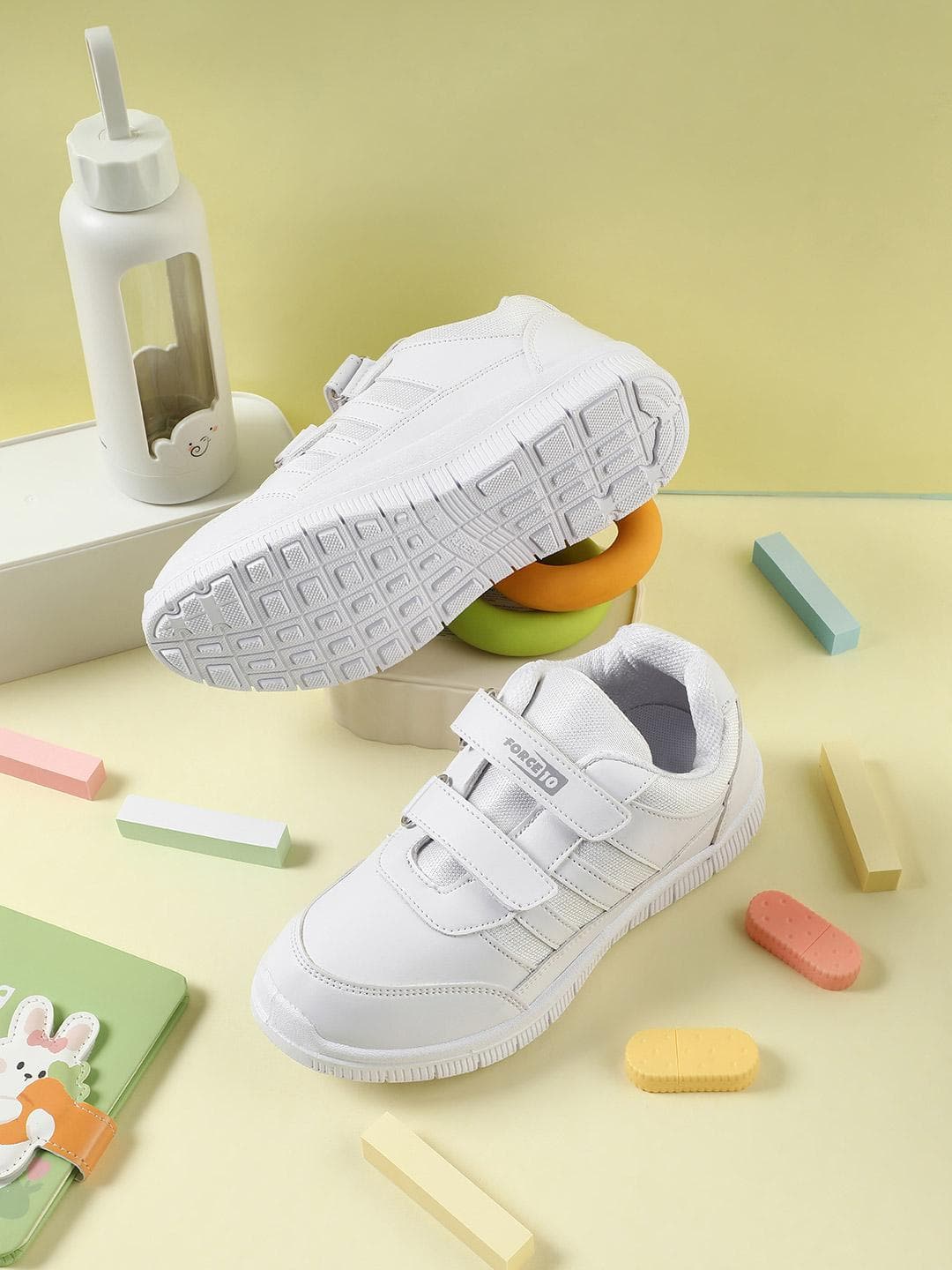 Liberty Force 10 kids White Velcro School Shoes