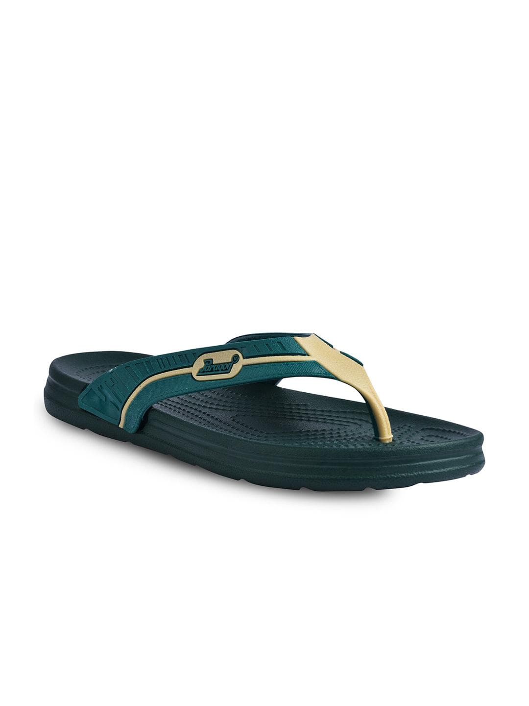 Paragon Men Green & Beige Printed Thong Flip-Flops