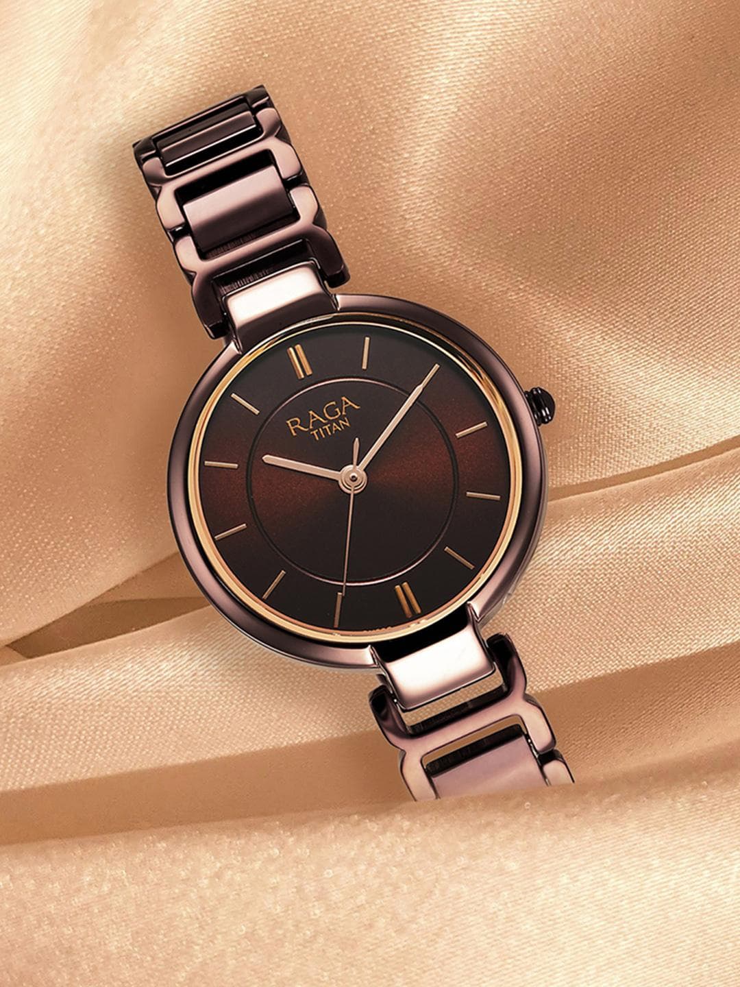 Titan Raga Delight Quartz Analog With Brown Dial Watch For Women - Nt2608qm02