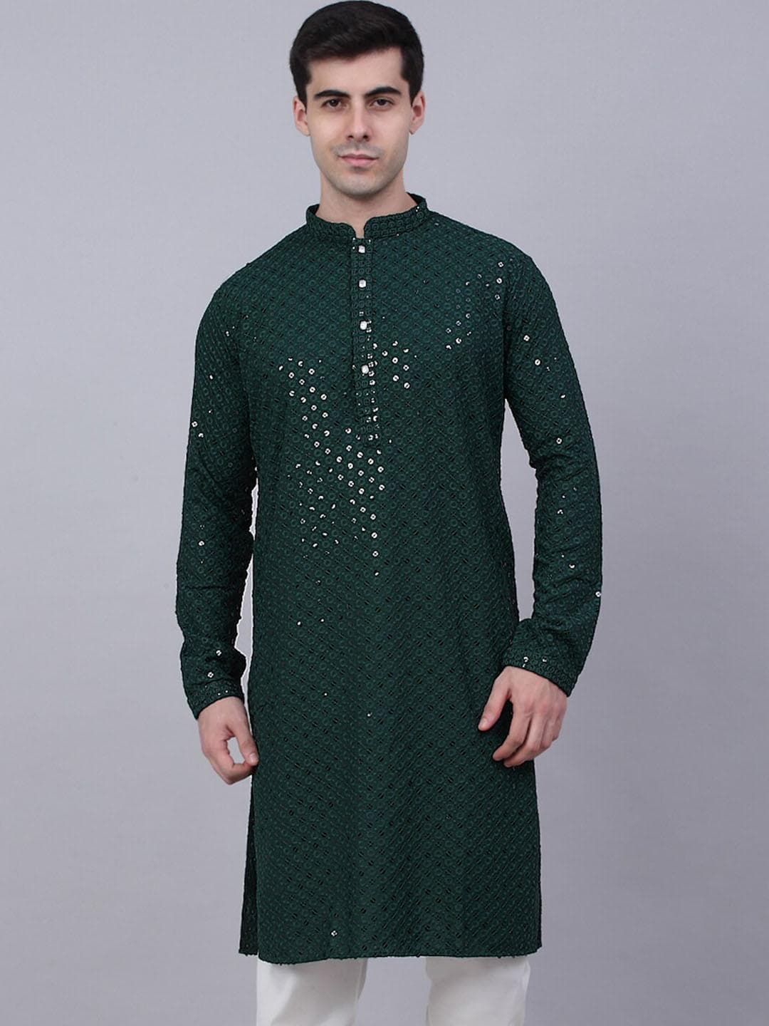 Jompers Men Ethnic Motifs Embroidered Mirror Work Cotton Republic Day Republic Day Kurta