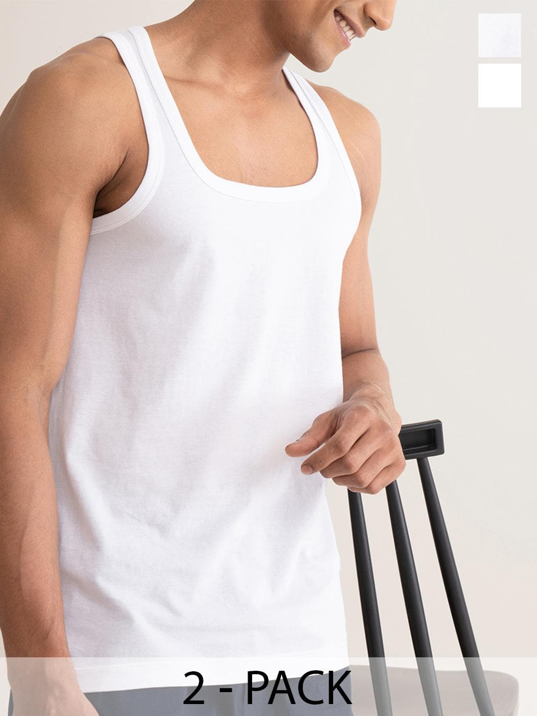 Buy DAMENSCH Men Pack Of 2 White NEO Cotton Anti Bacterial & Anti Microbial Innerwear Vests - - Apparel for Men