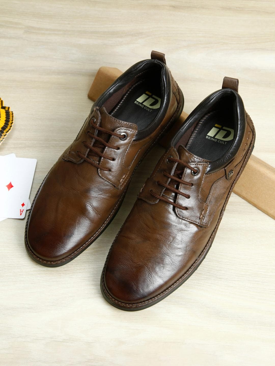 ID Men Brown Leather Derbys