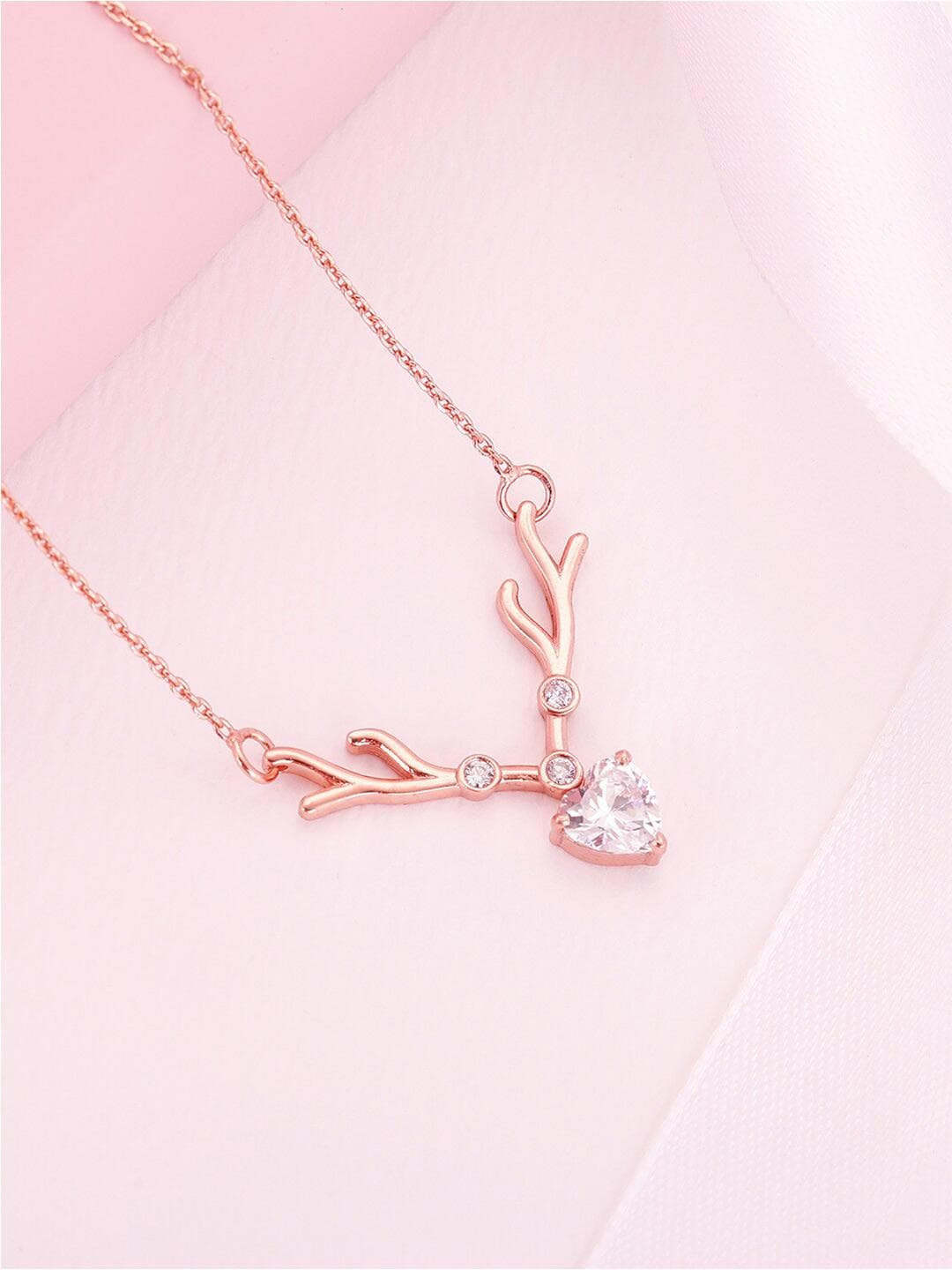 Buy GIVA Rose Sterling Silver Rose Gold Plated Necklace - - Accessories for Women
