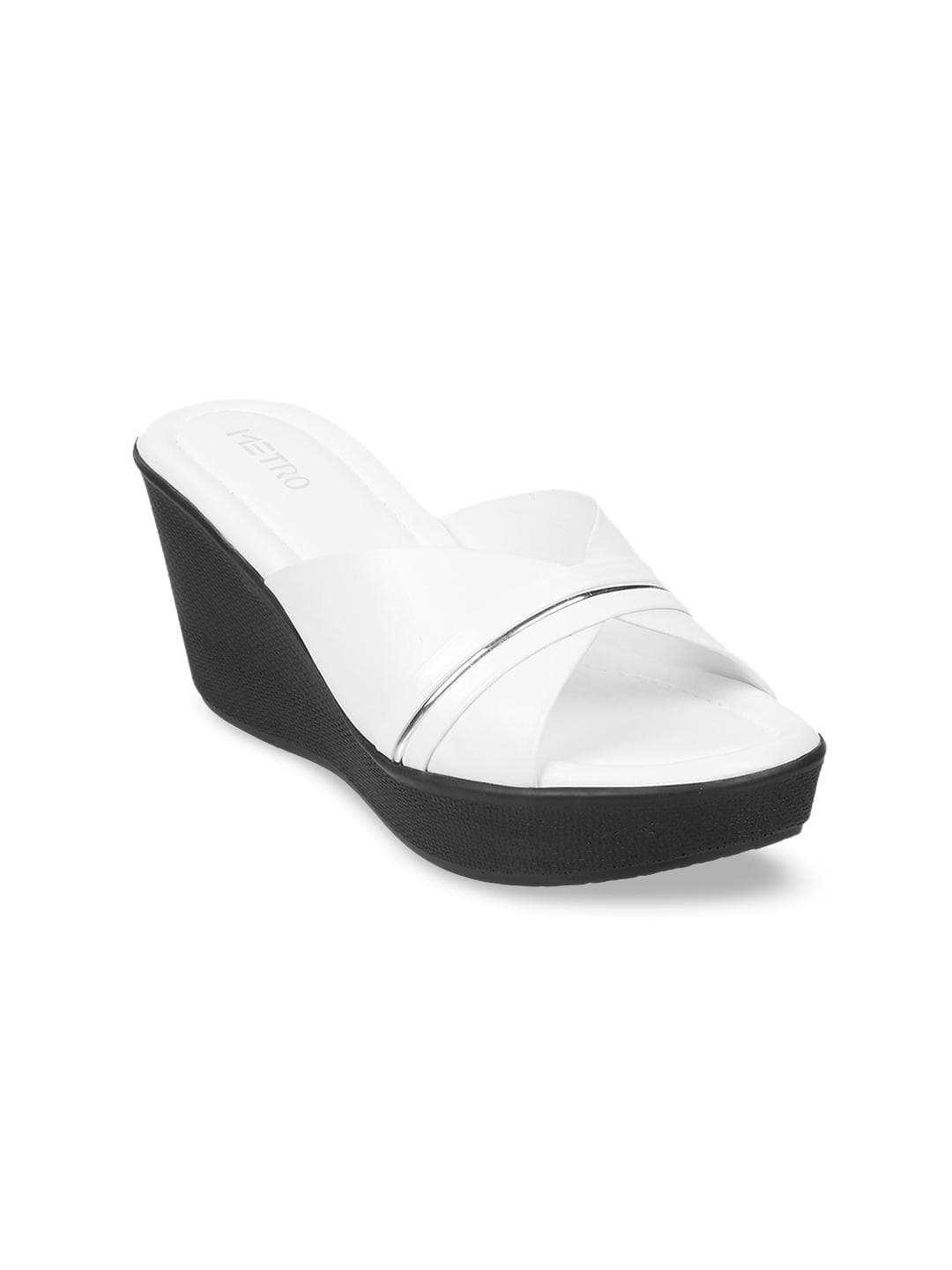Metro Womens White Open-Toe Wedge Heels