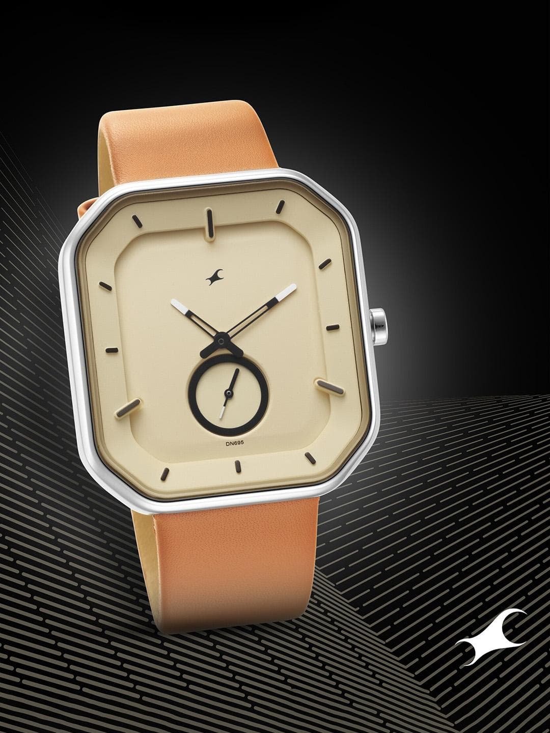 Fastrack Men Brass Printed Dial & Leather Straps Analogue Watch 3272SL02